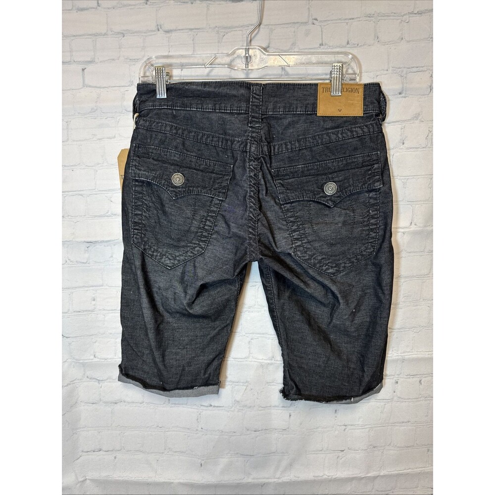 New True Religion Ricky SN Flap Short 29"  Black Rinse Denim Relaxed Straight - Picture 7 of 7
